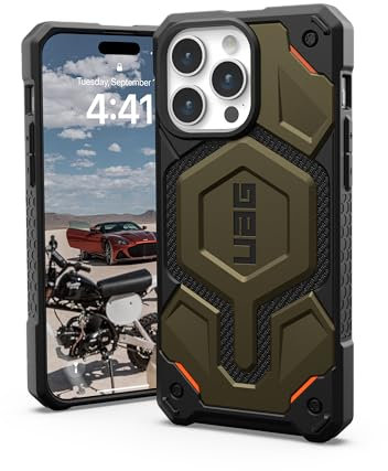URBAN ARMOR GEAR UAG Case Compatible with iPhone 15 Pro Max Case 6.7 Monarch Pro Kevlar Element Green Built-in Magnet Compatible with MagSafe Charging Premium Rugged Dropproof Protective Cover