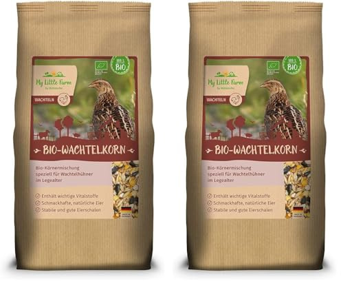 My Little Farm Bio-Wachtelkorn, 2 kg, Futter für Wachtelhühner im Legealter, wertvolle Bio-Körnermischung, vitalstoffreich, für schmackhafte und natürliche Eier (Packung mit 2)