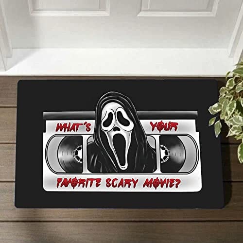 Ensound What's Your Favorite Doormat,Ghostface Doormat,Scream Ghost Rug,Horror Mat,Carpet Gift for Scary Movie Lovers,Funny Gift for Friends 30x18 Inch