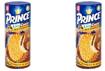 Prince de LU Chocolat - Biscuit Fourré Double Goût Lait Choco - Au Blé Complet - Idéal pour le Goûter - 300 g (Lot de 2)