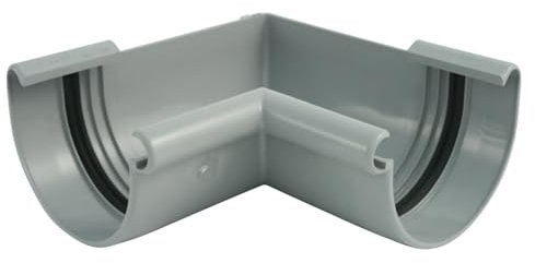 Marley Dachrinnenset aus PVC Dachrinnenteile RG 100 Grau RAL 7040 Regenrinnen System (Innenecke 90°)