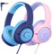 iClever Cuffie per bambini [2 confezioni], cuffie per bambini con cavo 85dBA Volume sicuro, suono stereo, over ear, pieghevoli da 3,5 mm, Aux Jack per bambini, per iPad, tablet, scuola, viaggi