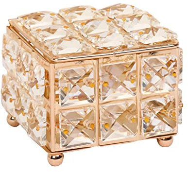 PACUM Joyero de cristal con tapa, joyero, joyero, joyero (dorado, talla única) vision