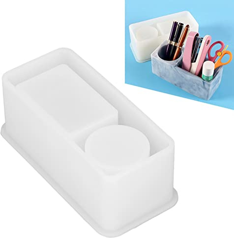 Nikou DIY Stiftbehälter Form, Stifthalter Aufbewahrungsbox Gießform, Quadratische Silikonform für Den Schreibtisch, Haushalt Ornamentform für Lagerung Bleistift Gummi Herrscher Kleber