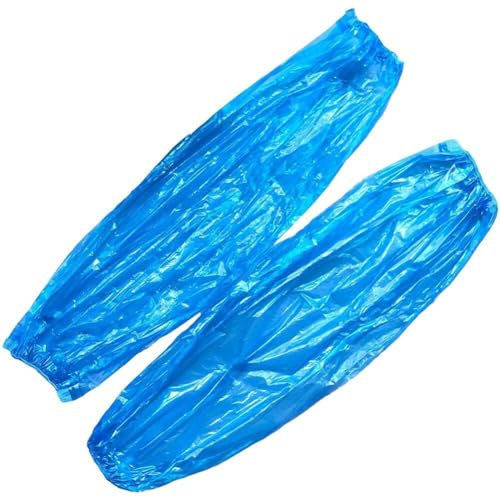 Luxylei Manicotti Monouso 100 Pezzi Manicotti in Plastica Impermeabili Manicotti per Pulizia Guanti Elastici per Pulizia della Casa Antivegetativi