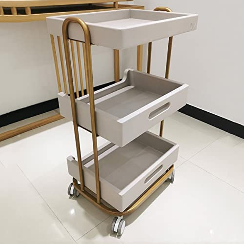 Moderner Küchenwagen auf Rädern, Weinwagen/Servierwagen für Esszimmer, Badezimmerwagen/Schönheitswagen, Rollwagen für Massage, Tattoo, Gesichtsbehandlungen (Light Gray )