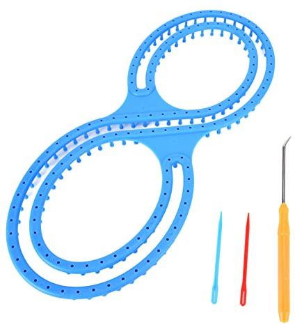 Hiraith Häkelmaschinen-Set, 61 X 26 X 4, Zum Stricken, 8 Formen, Kunststoff, Blau, mit Häkelnadeln DIY-Decken, Socken, Schals, Mützen, Bastelarbeiten, Häkelmaschinen-Strickset
