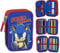 Estuche de 3 Compartimentos de Sonic - Color Azul - 12,5x6,5x19,5 cm - Fabricado con 100% Poliéster - Cierre de Cremallera - Incluye Accesorios - Producto Original Diseñado en España