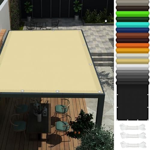 Sonnensegel Quadratisch Wasserdicht 2 x 3 m (Nach Mass) Premium Polyester Sonnensegel Windschutz Tarp, Sonnensegel Beschattung für Garten Rasen Camping, Sandgelb