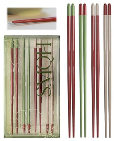 Palillos Chinos,Aipeeo 4 Pares Palillos de Plástico Reutilizables 24.5cm,Apto Para Lavavajillas Palillos Antideslizantes,Palillos Profesional de Gama Alta,Apto para Pasta,Fondue,Sushi y Arroces