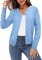 Irevial Cardigan Mujer Manga Larga Ligero con Cuello Redondo,Chaqueta de Punto Estilo Básico Elegante Cárdigan Jersey con Botones Rebecas Casual para Primavera Otoño Azul Cielo，M