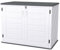 Aufun Gartenschrank 130x75x100 cm Gartenbox Mülltonnenbox Weiß Aufbewahrungsbox für 700 Liter Fassungsvermögen, Wetterfest und UV-beständig, pflegeleicht Geräteschuppen für Gartengeräte Rasenmäher