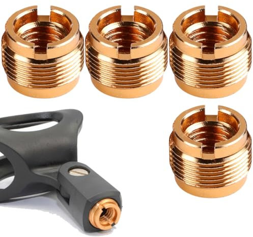 MIRKUZI Pieds et supports pour micros, 4 pièces Adaptateur de pied de microphone vis de microphone adaptateur de bras de flèche 5/8 mâle à 3/8 femelle (or)