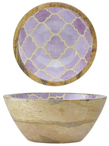 Marrakesch Schmuckschale Schale aus Holz & Emaille 15 cm bunt | Handgefertigte Schlüsselschale Holzschale Kesse -2- als Wohnzimmer Deko | Aesthetic Deko Snackschale Schüssel als Geschenk für Frauen