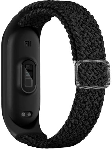 Armband Nylon für Xiaomi Smart Band 7 / Mi Band 6 / Band 5 / Band 4 / Band 3, Sport Armbänder Uhrenarmband, Ersatzarmband für Amazfit Band 5 (Black)