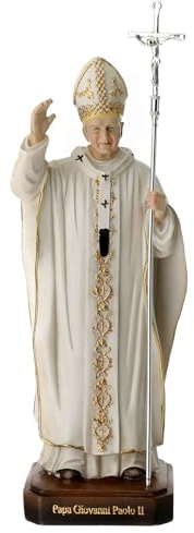 Holyart Statue in resina e PVC: Statua San Giovanni paolo II resina colorata 20 cm