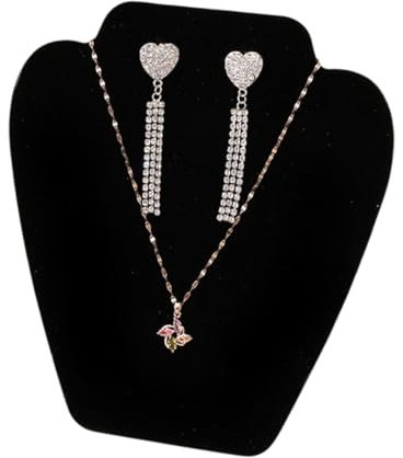 BNREOZA 1 pieza Soporte de terciopelo para joyas, organizador de cadenas de joyas en 3D para collares y pendientes, pequeño soporte combinado para collares para exposición