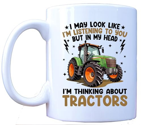 MILLHOUSE PRINTS I May Look Like I’m Listening Tractor Mug – Funny Farming Cup for Tractor Enthusiasts