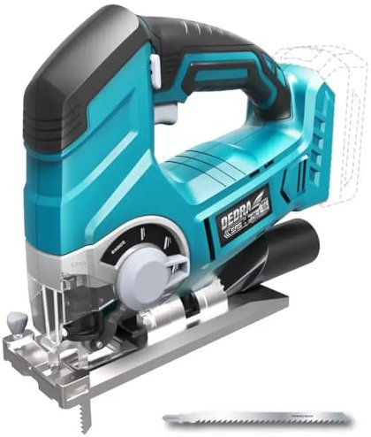 Akku-Stichsäge 18V, DEDRA im Karton ohne Akku & Ladegerät, bis zu 2500U/min Ergonomisches Leichtgewicht, mit LED-licht, 25mm Hubhöhe, Geeignet Für Holz, Metall, PVC