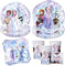 ZeiLaBang Kakadi 50 Stück Partygeschirr Set,Frozen Geburtstagsdeko,Kindergeburtstag Geschirr Set,Kindergeburtstag Deko mit Teller Becher Servietten Tischdecke Strohhalme,Party Geschirr für 10 Gäste