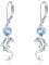 Delphin Ohrringe für Damen 925 Sterling Silber Delphin Leverback Ohrringe Blauer Zirkon Schmuck Geschenke für Frauen Mädchen