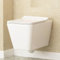 Wall Hung Rimless Toilet Square Gloss White Ceramic Pan Quick Release & Slim Soft Close Seat – Modern Bathroom (Elena).
