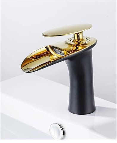 ZYAGH Waschtischarmaturen Waschtischarmaturen, komplett aus Kupfer, antiker Wasserhahn, Retro-Kupfer-Waschbecken, kalt und warm, Badezimmerschrank, Waschbecken, Wasserfall Fur Wasserhahn(C)