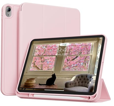ZOPSGYU Hülle für iPad Air M4/M3/M2, Air 5./4. Generation, Rosa | für iPad Air 11/10,9 Zoll (2026/2025/2024/2022/2020) mit Stifthalter, Dünne Tablet mit Weicher TPU Rückseite, Auto Sleep/Wake
