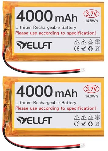 2 Stück 3,7V 4000mAh Lithium-Polymer-Akku 1S 124065 Wiederaufladbar Batterie mit Schutzplatine und JST1.25-Stecker für Arduino ESP32-Entwicklungsboard