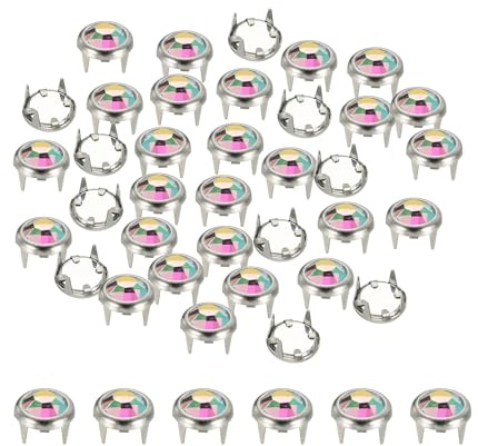 YELARXI Strass-Nieten, Strass-Klauen-Perlen, Nagelkopf, Kristallkrallen-Nieten, Punk-Spikes, dekorative runde Nieten, 6 mm, passend für Kleidung, DIY, Leder, Handwerk, Taschen, Gürtel (30 Stück