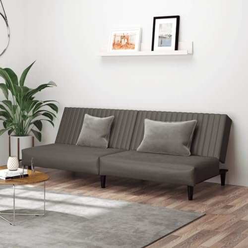 Woonisher Schlafsofa 2-Sitzer Grau Kunstleder
