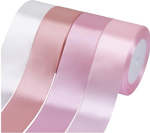 Fyshird Satinband Rosa 40mm Geschenkband Breit Schleifenband Hochzeit Polyester Bänder zum Basteln Dekoband für Geburtstag DIY Geschenkverpackung(Rosa Serie)