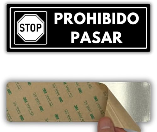 LEIASA Panneau interdit de passer - 7,5 x 23 cm - Épaisseur 2 mm - Acrylique - Plaque adhésive - Panneau à accès restreint - Panneau d'interdiction - (Panneau interdit de passer)