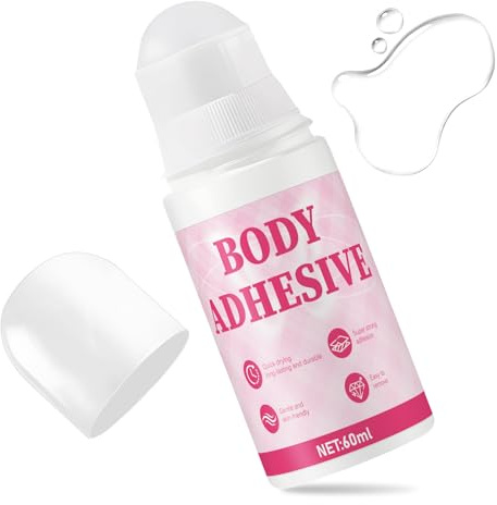Body Glue for Dance, Roll on Body Adhesive, Leotard Gymnastic Glue, Fashion Adhesive for Clothes, Socks, Stockings, Leotards, Bras, Wigs, Costumes, Long-Lasting Fixing, Friendly Formula, 60ml