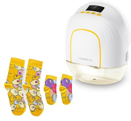 Bundle of Medela Melody InBra Wearable Single Breast Pump + Medela Matching Mom-Baby Socks | Limited Edition by Swiss Artist Yael Anders | Part of ‘with You, Every Step of the Way’ Campaig