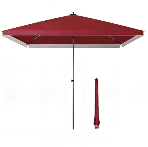 Parasol Rectangulaire 220 x 180 cm, Parasol Carré 200 x 200 cm, Parasols de Jardin Imperméable avec Protection UV, pour Patio, Terrasse, Balcon(200x200cm/6.6x6.6ft)