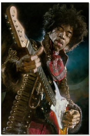 Grupo Erik Sebastian Kruger Jimi Hendrix Poster Kunstdruck | Poster Deko Wohnzimmer Schlafzimmer Zimmer Größe 61 x 91 - Offizieller Kunst Illustration Geschenke Fanartikel