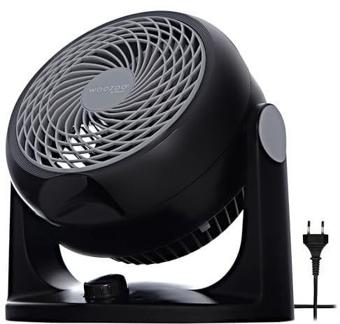 Iris Ohyama Woozoo, 23m², Ventilador de mesa, Negro, 3 velocidades, Silencioso, Potente,Escritorio, Portátil, Sobremesa, Table Fan, Ventoinha para casa, el dormitorio, a oficina, Frio, PCF-HD18N