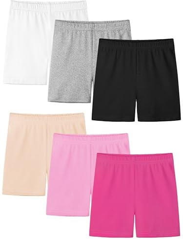 Resinta 6 Pack Girls Bike Shorts Under Dress Dance Cartwheel Shorts for Toddler Kids Summer Clothes Multicolor