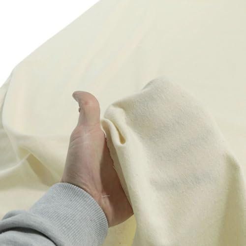 TOLKO Baumwollstoffe Meterware | leichter Flanell Winter-Stoff für Bekleidung, Vorhang, Deko-Molton | Weich warm beidseitig angerauht 160cm breit (Elfenbein)