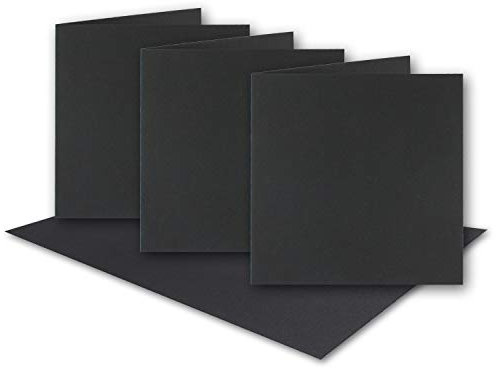 25x schwarze Vintage Kraftpapier Falt-Karten Quadratisch - 150 x 150 mm - 15 x 15 cm - Recycling 220 gr blanko Klapp-Karten nachhaltig - UmWelt by GUSTAV NEUSER