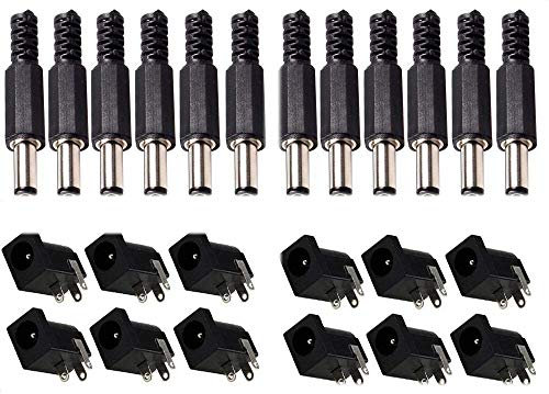 RUNCCI-YUN 12 Pcs connecteurs DC montage panneau prise 12 prise connecteur femelle (5,5 mm x 2,5 mm /2,1mm x 5,5 mm)