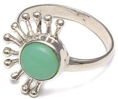 loveyourdiamonds Grüner Chrysopras Edelstein Ring aus 925 Sterling Silber