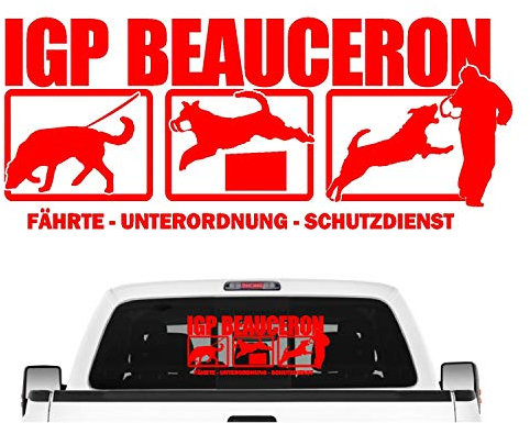 siviwonder Beauceron IGP Auto Aufkleber Beauce Hundesport Autoaufkleber K9 Hundeanhänger ehemals IPO Farbe Rot, Größe 60cm