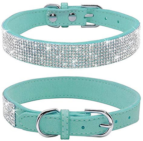 haoyueer Hundehalsband mit Strasssteinen, glitzernd, weiches Wildleder, für Hunde und Katzen