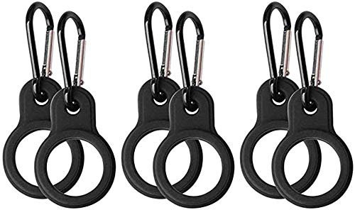 Cheeroyal Lot de 6 boucles de bouteille d'eau en silicone avec anneau en D pour voyage, camping, randonnée, activités de plein air