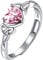 Suplight Damen Silber 925 Geburtsstein Oktober Ring mit Herz synthetische Turmalin pink Zirkonia Solitärring Verlobungsring verstellbar Schmuck Accessoire für Freundin Ehefrau