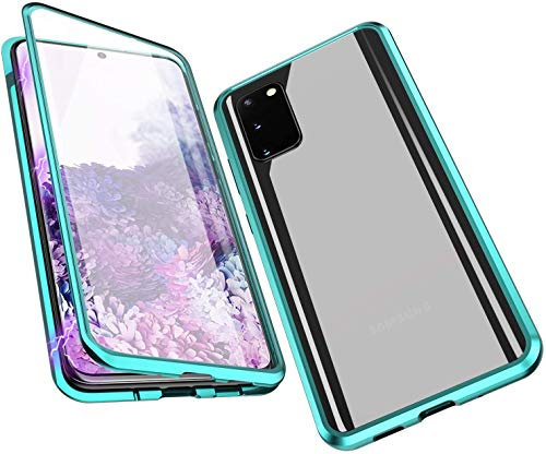 FHZXHY Galaxy S21 Plus Glas-Hülle mit Schnalle All-Inclusive Klar Doppelseitig HD Klar 9H Hartglas Magnetisch Metallrahmen Schutzhülle für Samsung Galaxy S21+ Plus 6,7 Zoll 2021-Grün