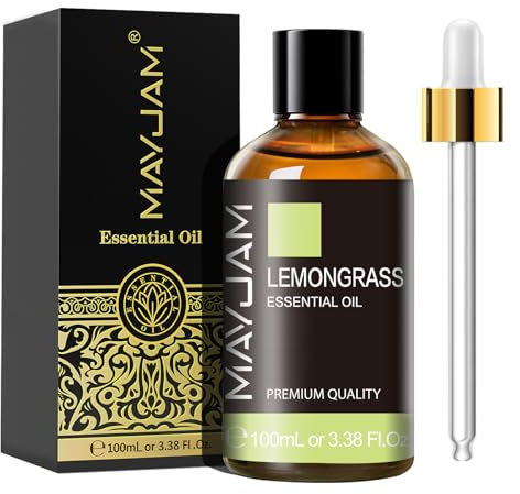 MAYJAM Huile Essentielle de Lemongrass 100ML de Haute Qualité pour Diffuseur, Humidificateur, DIY, Home, Wardrobes