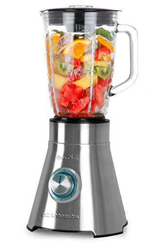 Orbegozo BV 15200 - Batidora de vaso, jarra de cristal termorresistente 1,5 litros, cuerpo acero inox, 5 velocidades, función turbo, cuchilla de 6 hojas de titanio, 1500 W (3205634)